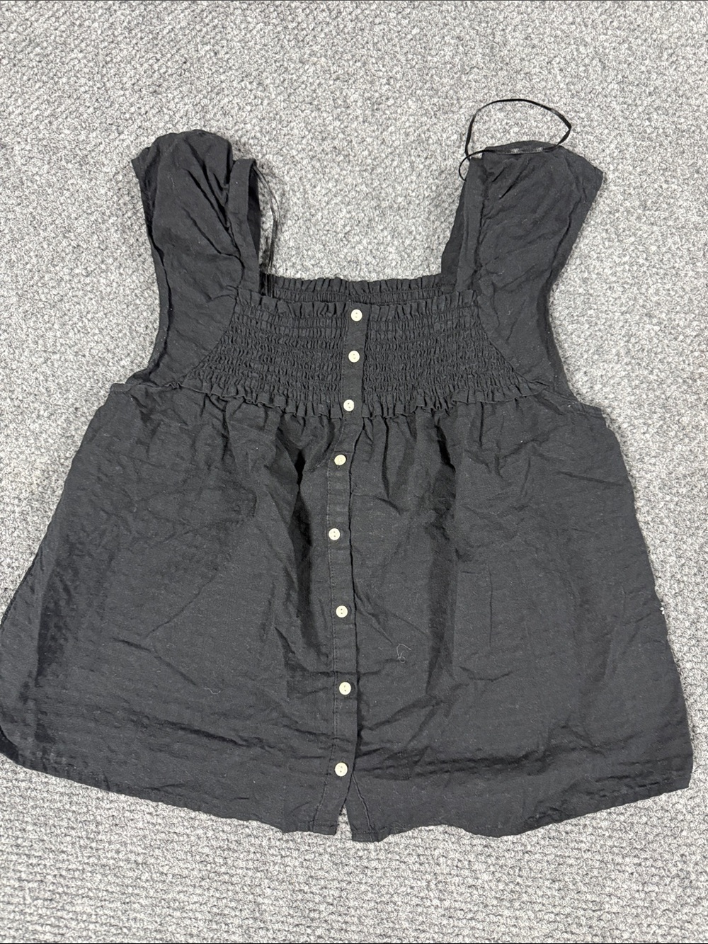 Old Navy Black Smocked Button-Front Tank Top